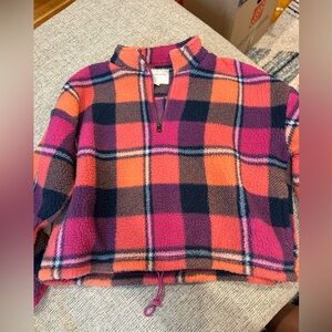American Eagle Pink and Orange Cropped Fleece